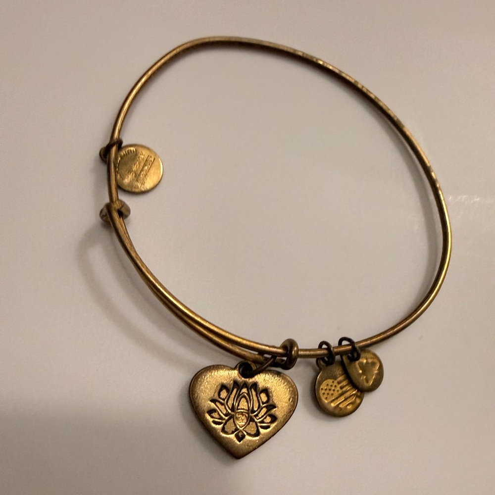 Alex and Ani “Lotus Heart” Charm Bangle Bracelet